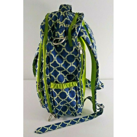 Ju Ju Be Diaper Bag Backpack Be Right Back Blue Green Multi Pocket Easy Carry - Picture 12 of 12